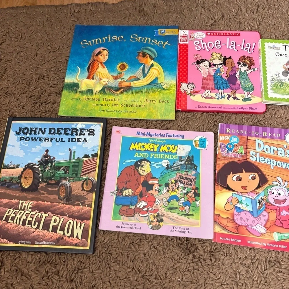 Vintage Colorful Children's Book Bundle Dora John Deere Mickey Mouse